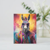 Donkey Pink Brille, Regenbogenhaar Postkarte (Stehend Vorderseite)
