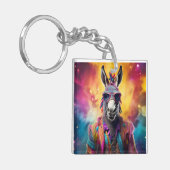 Donkey Pink Brille, Regenbogenhaar Schlüsselanhänger (Vorderseite links)