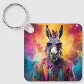 Donkey Pink Brille, Regenbogenhaar Schlüsselanhänger (Vorderseite)