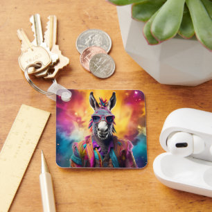 Donkey Pink Brille, Regenbogenhaar Schlüsselanhänger