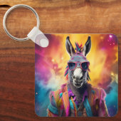 Donkey Pink Brille, Regenbogenhaar Schlüsselanhänger (Vorderseite)