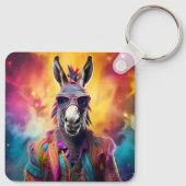 Donkey Pink Brille, Regenbogenhaar Schlüsselanhänger (Rückseite)