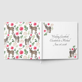 Donkey Pink Floral Rustic Wedding Gästebuch