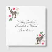 Donkey Pink Floral Rustic Wedding Gästebuch (Vorderseite)