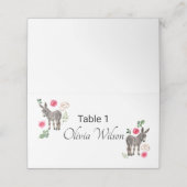 Donkey Pink Floral Rustic Wedding Platzkarte (Außenseite Aufgefaltet)
