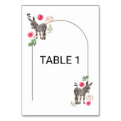 Donkey Pink Floral Rustic Wedding Tischnummer (Rückseite)