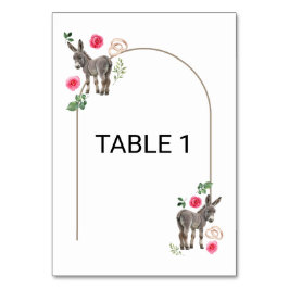 Donkey Pink Floral Rustic Wedding Tischnummer