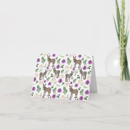 Donkey Purple Floral Rustic Wedding Dankeskarte