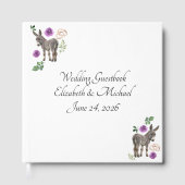 Donkey Purple Floral Rustic Wedding Gästebuch (Vorderseite)