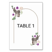 Donkey Purple Floral Wedding Table Number Card Tischnummer (Rückseite)