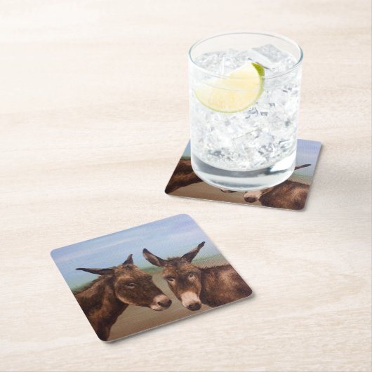 Donkey Rechteckiger Pappuntersetzer (Vor Ort)