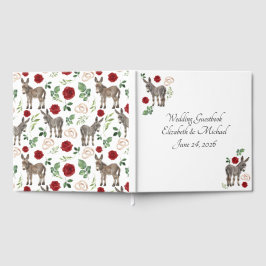 Donkey Red Floral Rustic Wedding Guest Book Gästebuch