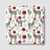 Donkey Red Floral Rustic Wedding Guest Book Gästebuch (Rückseite)