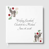 Donkey Red Floral Rustic Wedding Guest Book Gästebuch (Vorderseite)