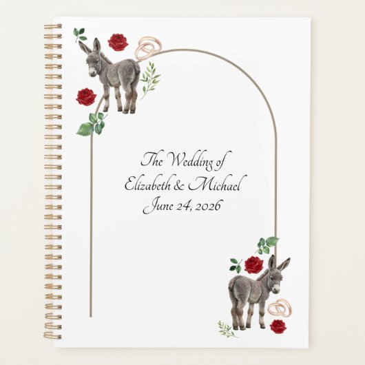Donkey Red Floral Rustic Wedding Planer (Vorderseite)
