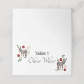 Donkey Red Floral Rustic Wedding Platzkarte (Außenseite Aufgefaltet)
