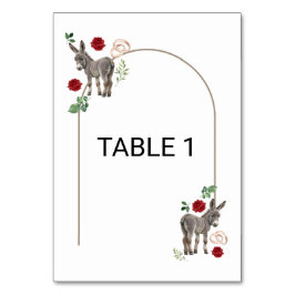 Donkey Red Floral Rustic Wedding  Tischnummer
