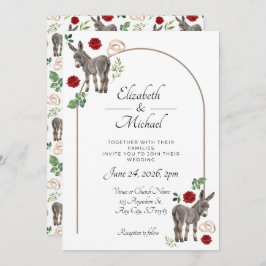 Donkey Red Floral Wedding Invitation Einladung