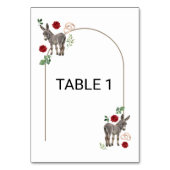 Donkey Red Floral Wedding Table Number Card Tischnummer (Rückseite)