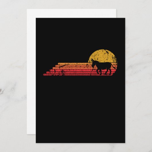 Donkey Retro Vintag Style Einladung (Vorne/Hinten)