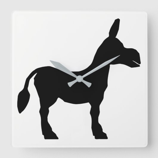 Donkey-Silhouette Quadratische Wanduhr (Vorderseite)