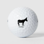 Donkey-Silhouette - Schwarzes Tier Golfball (Vorderseite)