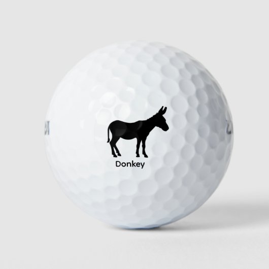 Donkey-Silhouette - Schwarzes Tier Golfball (Vorderseite)