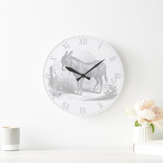 Donkey Sketch Wall Clock Große Wanduhr (Zuhause)