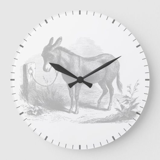 Donkey Sketch Wall Clock Große Wanduhr (Vorderseite)