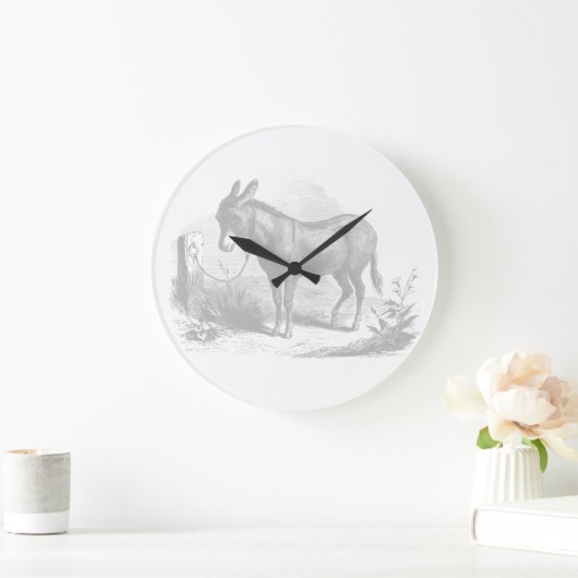 Donkey Sketch Wall Clock Große Wanduhr (Zuhause)