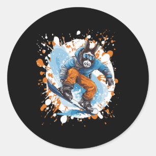 Donkey Snowboarding Animal Snowboard Runder Aufkleber