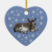 Donkey Snowflakes auf blau Keramik Ornament (Vorne)