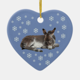 Donkey Snowflakes auf blau Keramik Ornament