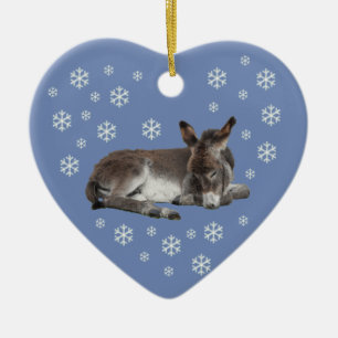 Donkey Snowflakes auf blau Keramik Ornament