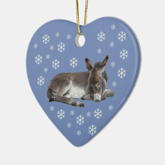 Donkey Snowflakes auf blau Keramik Ornament (Links)