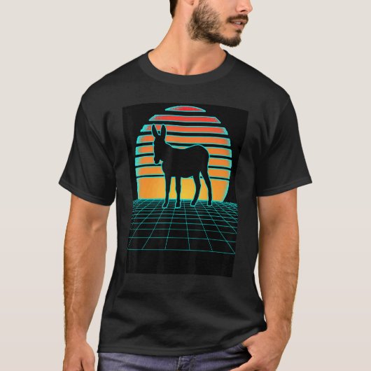 Donkey Synthwave 80er Style Ästhetische Retro Wave T-Shirt (Vorderseite)
