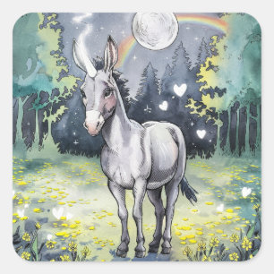 Donkey Unicorn Quadratischer Aufkleber