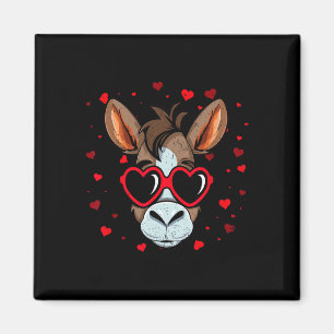 Donkey Valentine Sungles Niedliches Herz Magnet