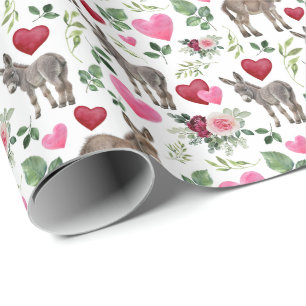Donkey Valentine Wrapping Paper Geschenkpapier