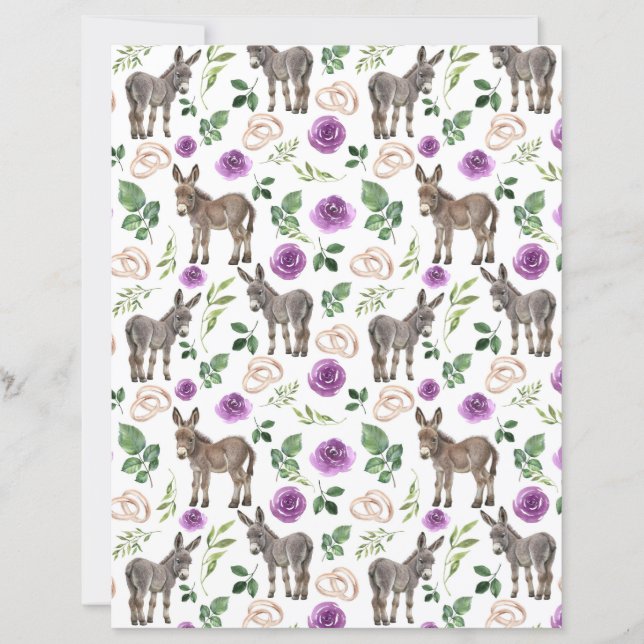 Donkey Wedding Scrapbook Paper in White (Vorderseite)