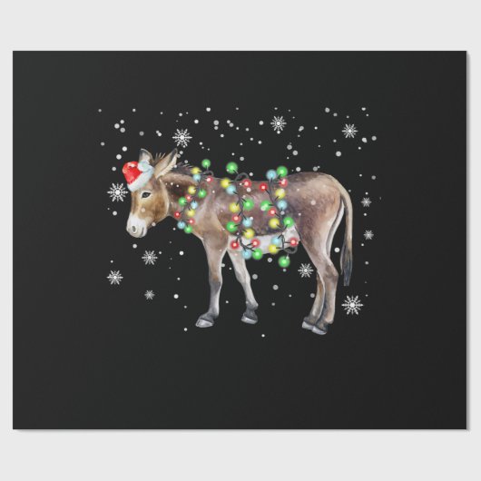 Donkey Weihnachtsbeleuchtung Farbe | Santa Donkey Geschenkpapier (Flach)