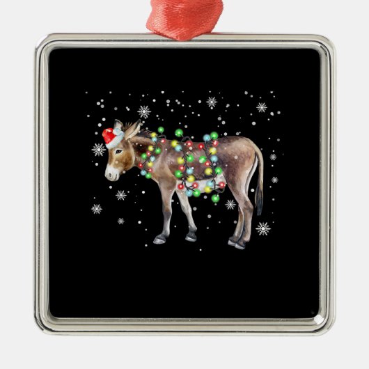 Donkey Weihnachtsbeleuchtung Farbe | Santa Donkey- Ornament Aus Metall (Vorne)
