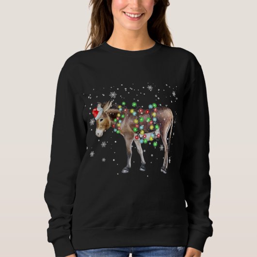 Donkey Weihnachtsbeleuchtung Farbe  | Santa Donkey Sweatshirt (Vorderseite)