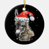 Donkey Weihnachtsfarbenleuchten Weihnachtsmannmütz Keramik Ornament (Vorne)
