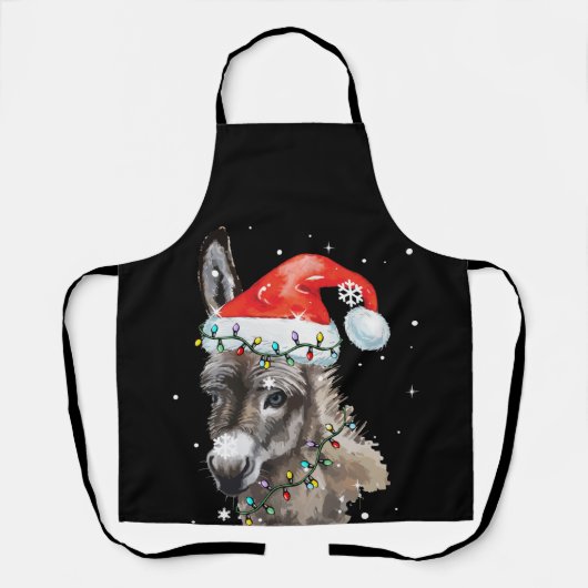Donkey Weihnachtsfarbenleuchten Weihnachtsmannmütz Schürze (Vorderseite)