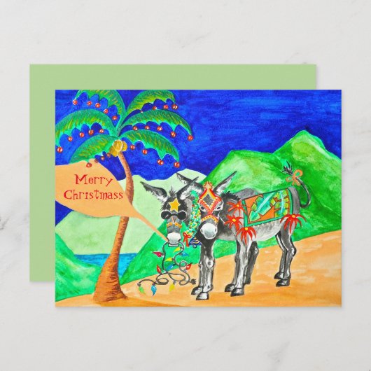 Donkey Weihnachtskarte Postkarte (Vorne/Hinten)