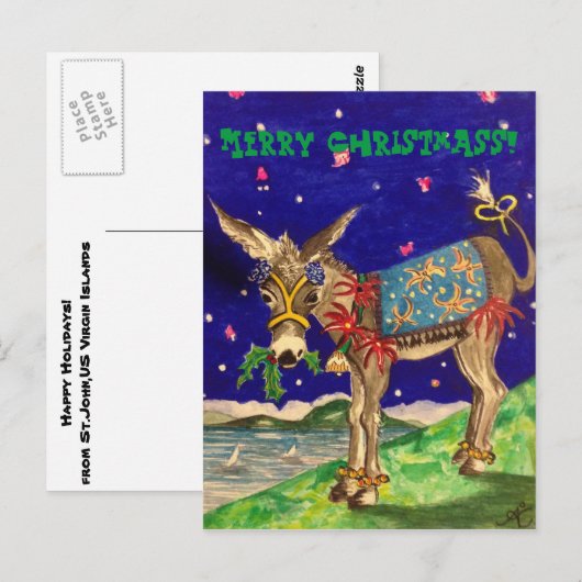Donkey Weihnachtskarten Postkarte (Vorne/Hinten)