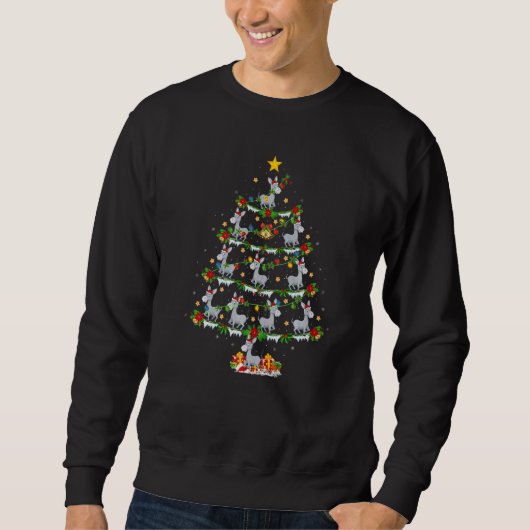 Donkey  Xmas Lights Donkey Christmas Tree Sweatshirt (Vorderseite)