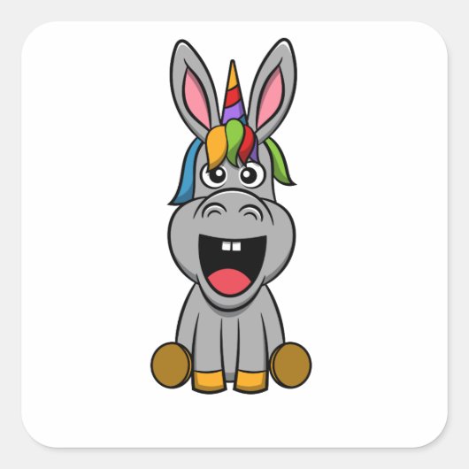 Donkeycorn Unicorn & Donkey Unicorn Lover Geschenk Quadratischer Aufkleber (Vorderseite)