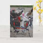 Donkeys at the Seaside Happy Birthday Card Karte (Gelbe Blume)